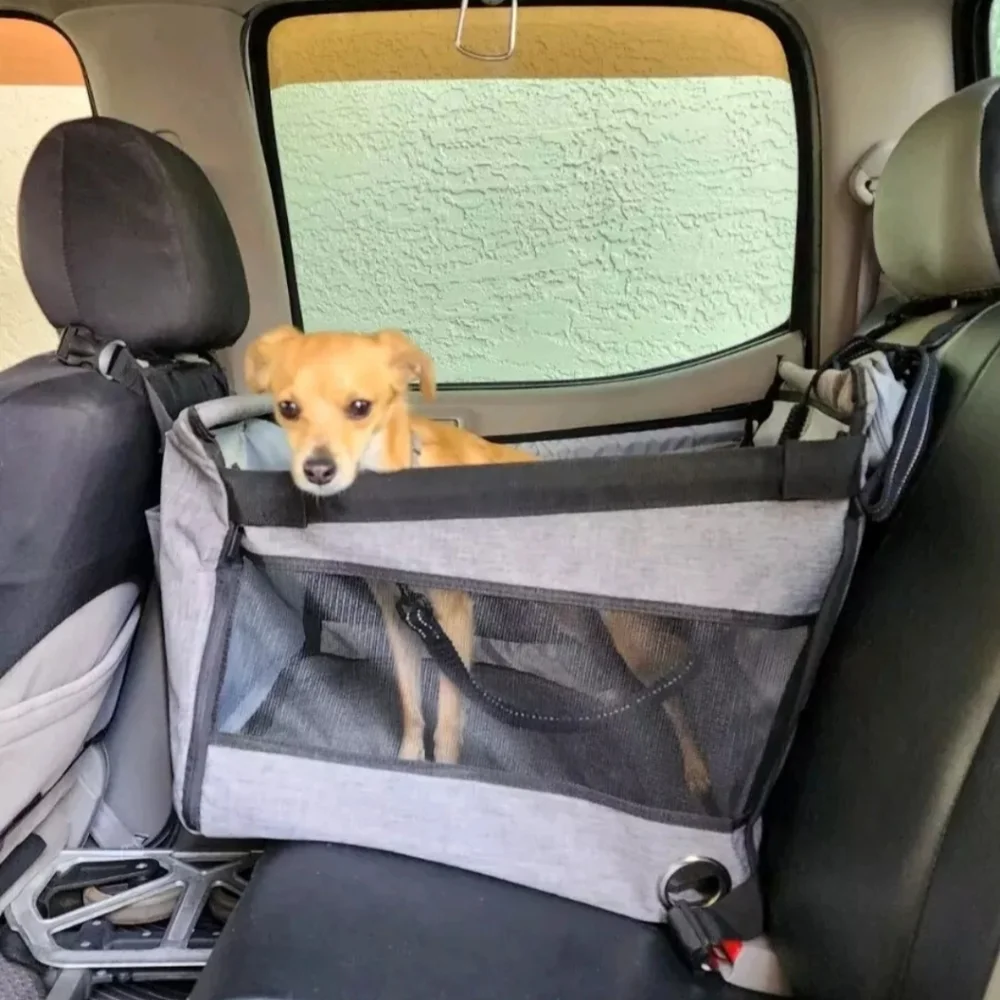 Dog Car Seat Half Rear Pet Travel Dog Carrier Safety Harness Seat Belt Grey New
